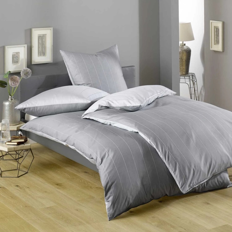 Lorena Mako Satin Wendebettwäsche Monaco Anthrazit